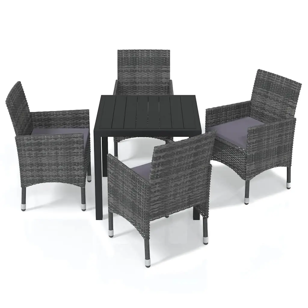 Garden Dining Set 5 Piece Outdoor Patio Furniture PE Rattan Grey