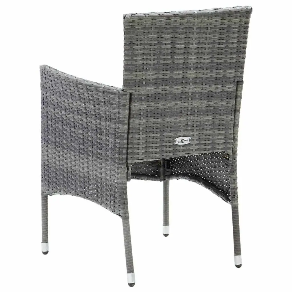Outdoor Dining Set 7 Piece Cushioned Patio Furniture Weather Resistant PE Rattan Grey