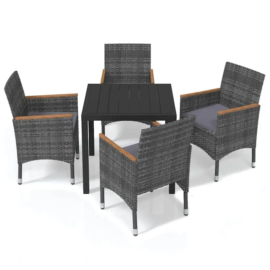 Garden Dining Set 5 Piece Outdoor Patio Furniture Grey Rattan Chairs Table