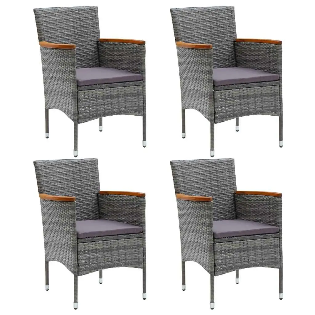 Garden Dining Set 5 Piece Outdoor Patio Furniture Grey Rattan Chairs Table
