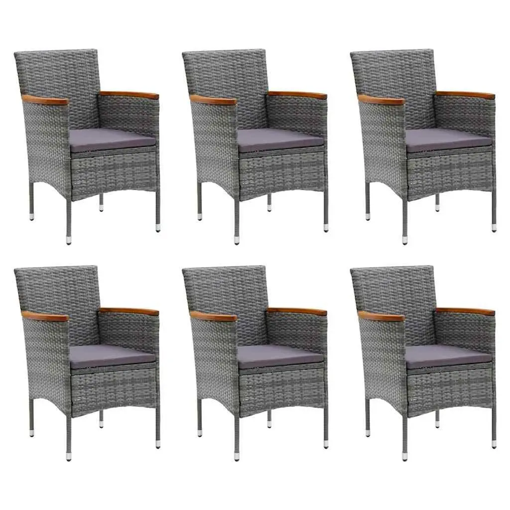 Garden Dining Set 7 Piece Outdoor Furniture Poly Rattan Cushions Grey