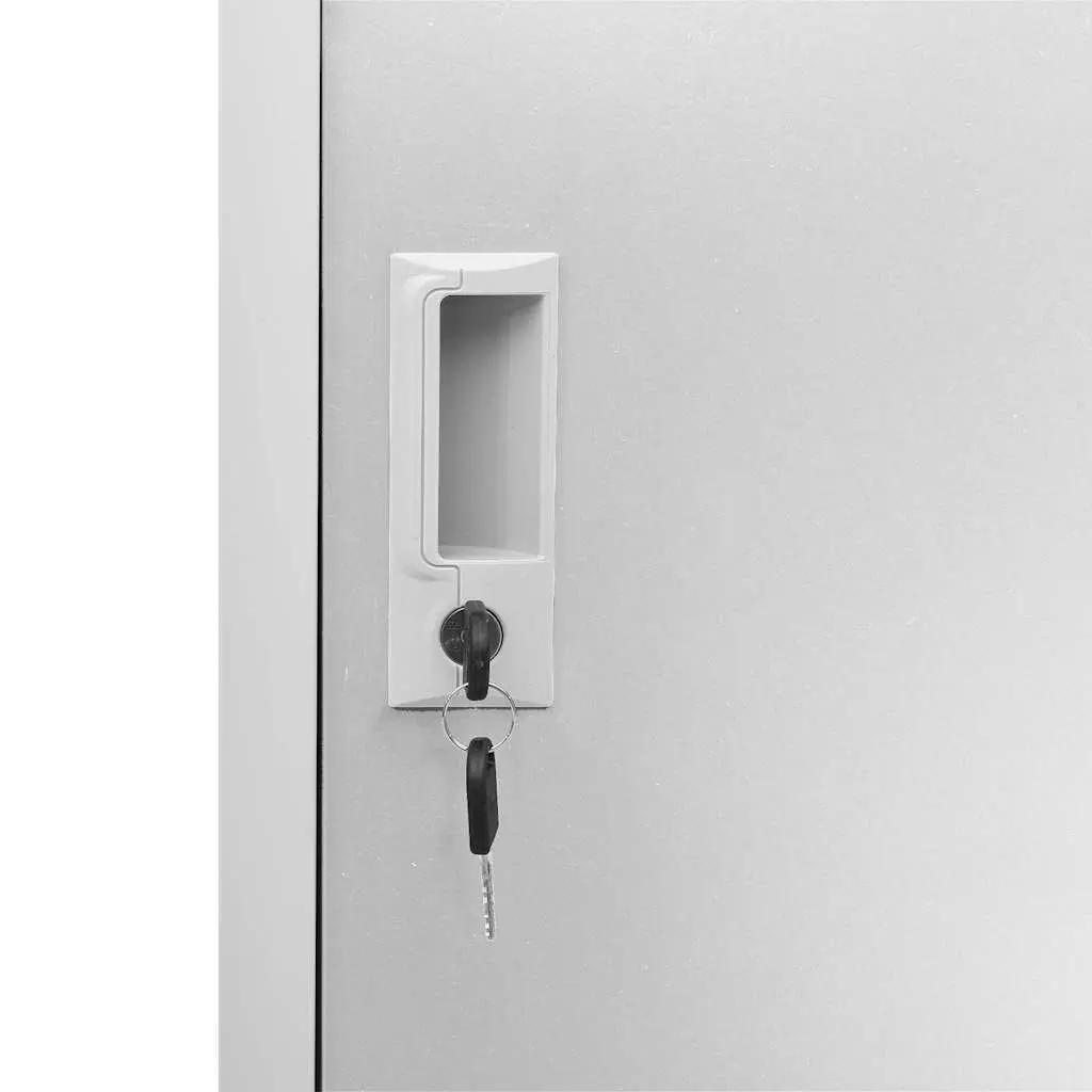 Locker Storage Cabinet 2 pcs Grey Steel Modern Design Organiser Office School