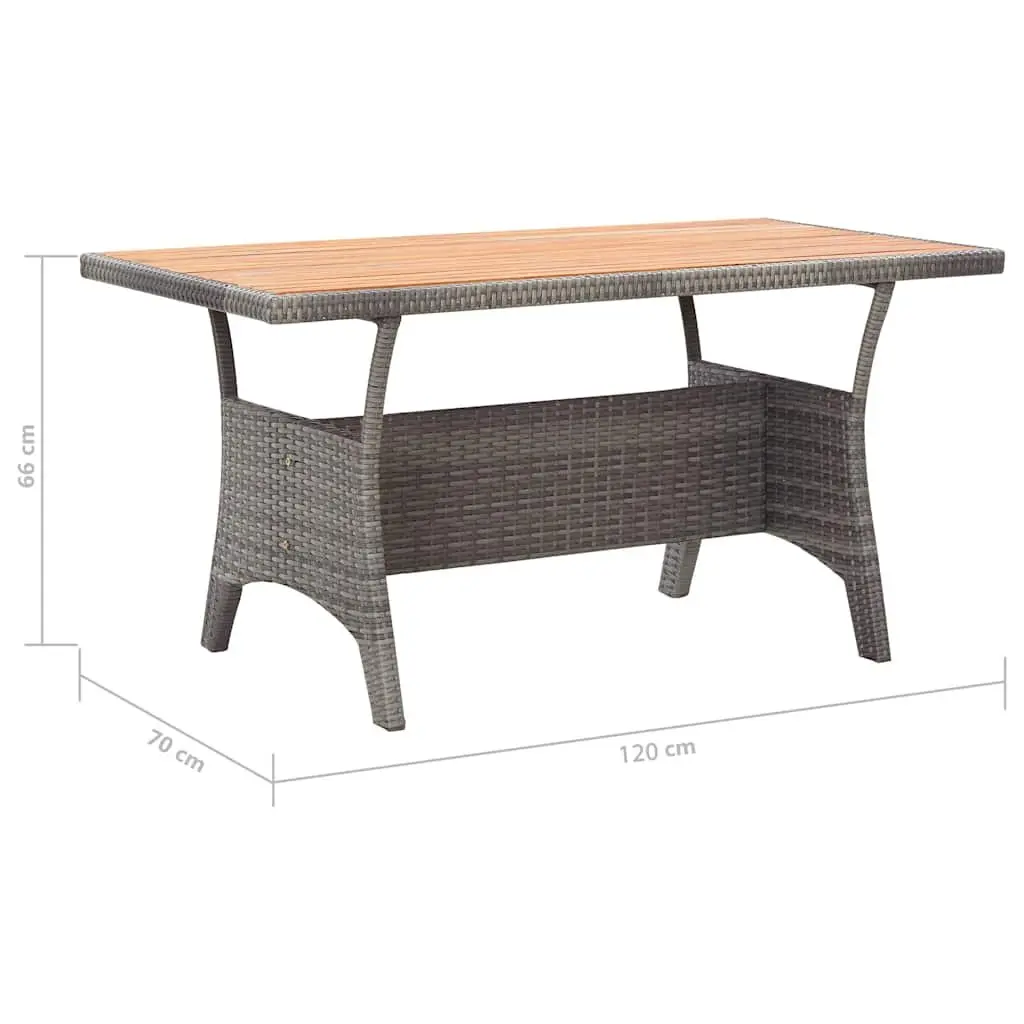 Garden Dining Set 3 Piece Outdoor Patio Furniture Poly Rattan Steel Frame Grey