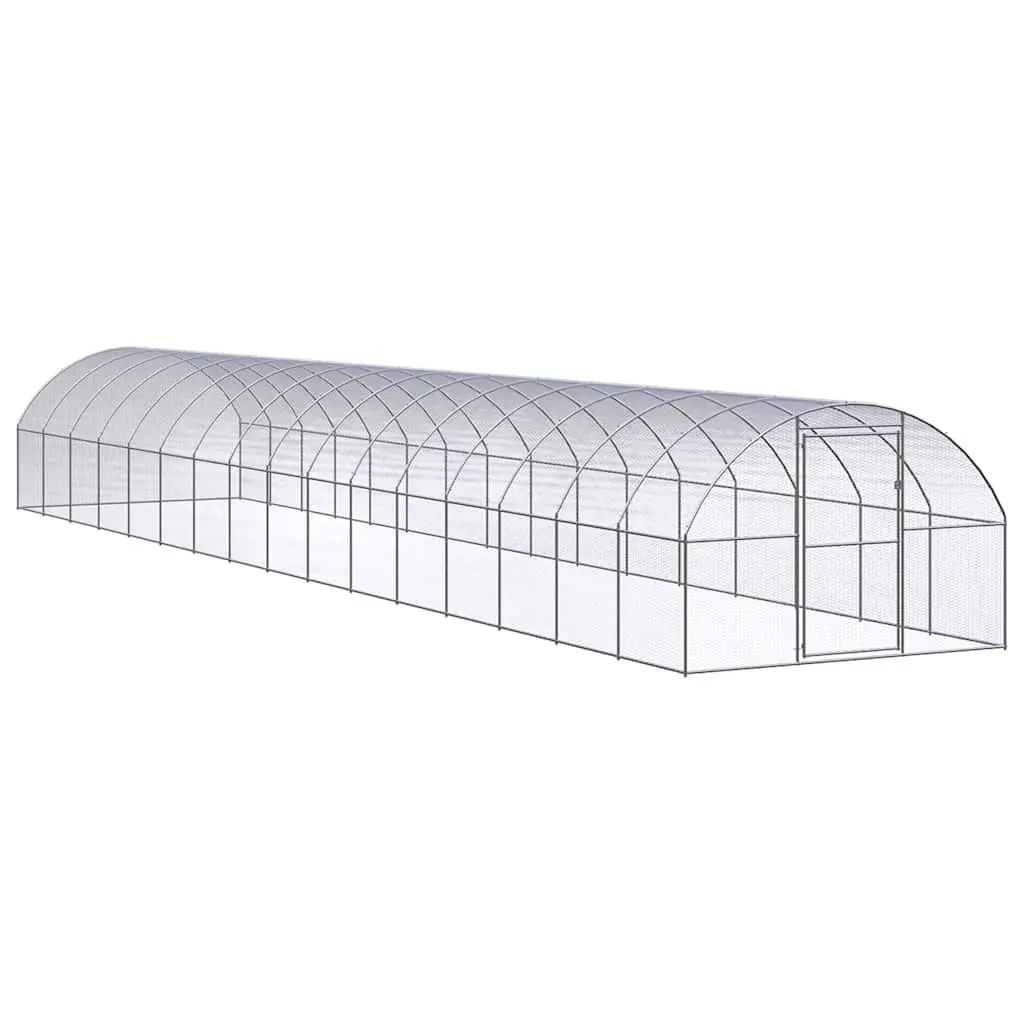 Outdoor Chicken Coop Galvanised Steel 3x16x2m Poultry Enclosure Run Cage