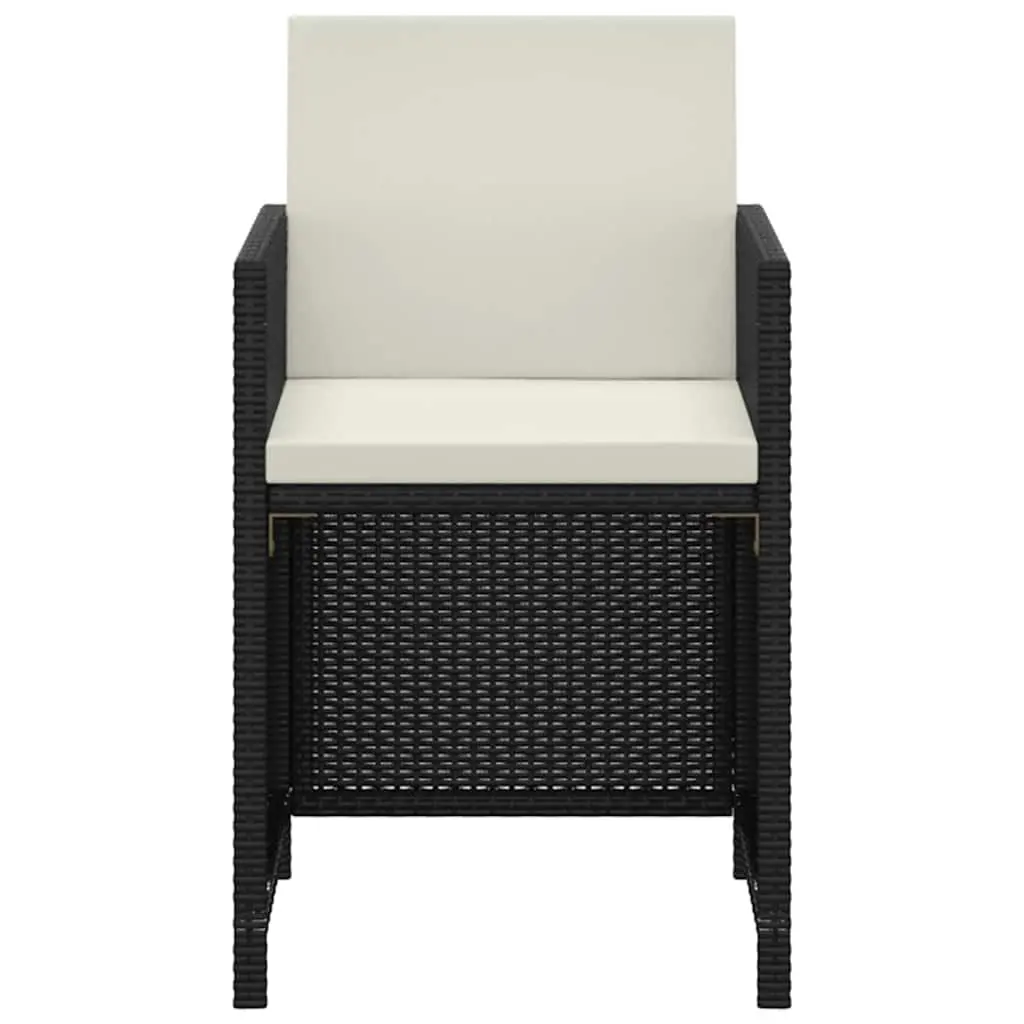 Outdoor Dining Set Weather-Resistant PE Rattan 3 Piece Black Glass Table Chairs