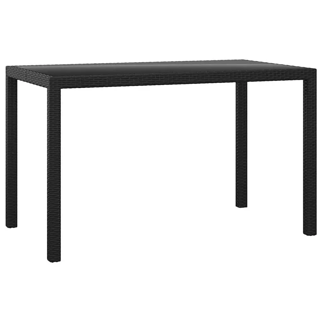 Outdoor Dining Set Weather-Resistant PE Rattan 3 Piece Black Glass Table Chairs