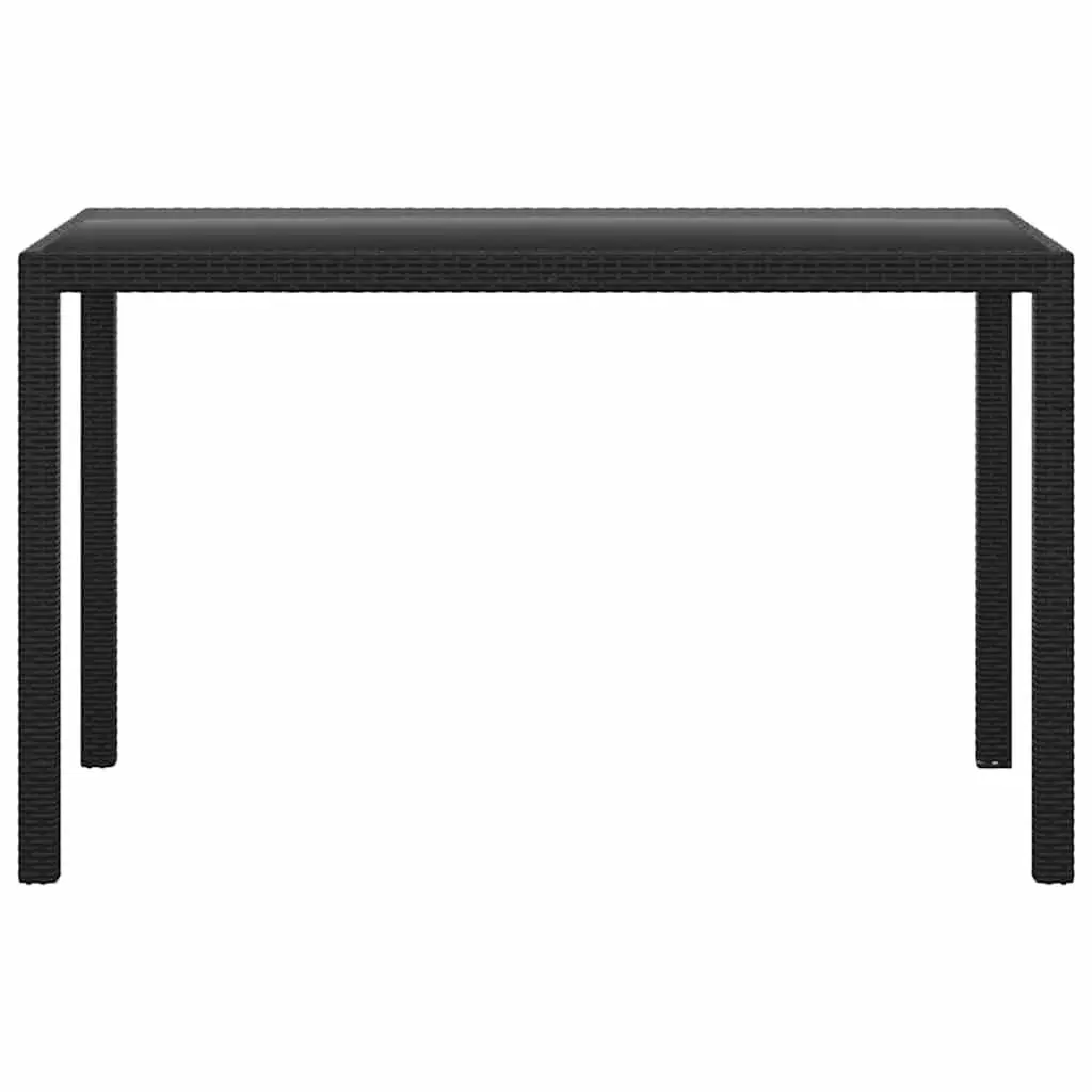 Outdoor Dining Set Weather-Resistant PE Rattan 3 Piece Black Glass Table Chairs