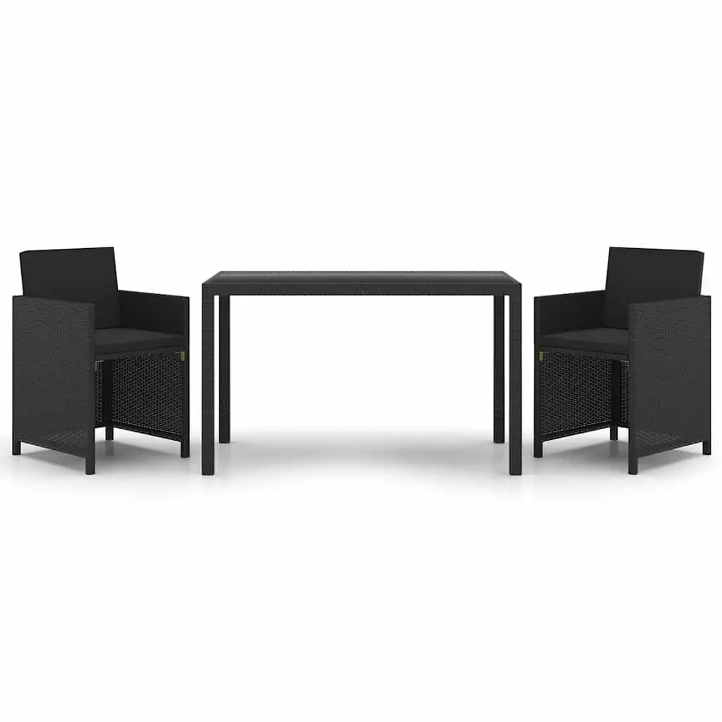 Garden Dining Set 3 Piece Outdoor Furniture Weather-Resistant Black