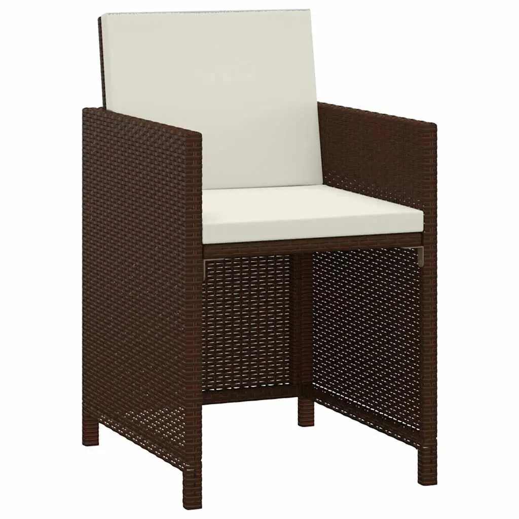 3 Piece Garden Dining Set Weather-resistant PE Rattan Outdoor Table Chairs with Cushions Brown