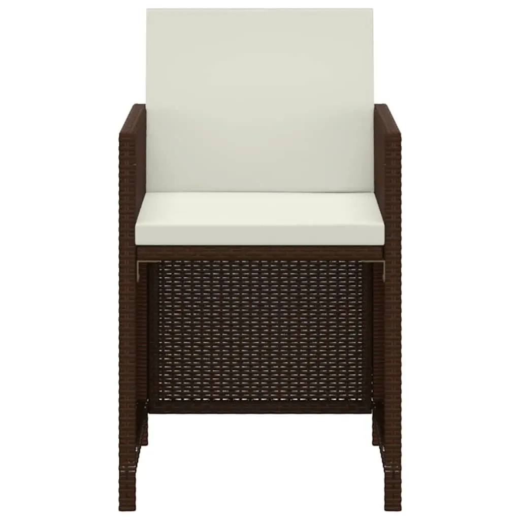 3 Piece Garden Dining Set Weather-resistant PE Rattan Outdoor Table Chairs with Cushions Brown