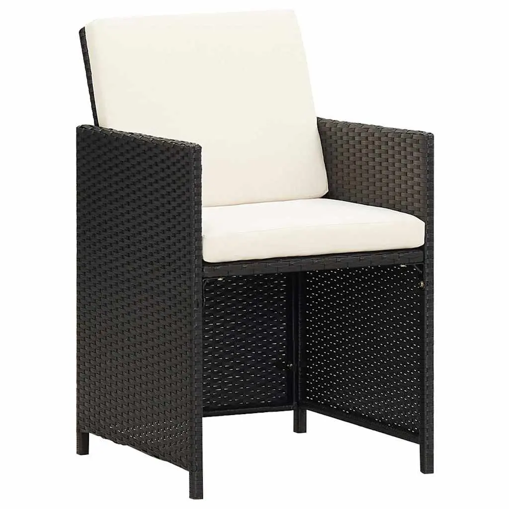 5 Piece Outdoor Dining Set with Cushions Poly Rattan Glass Table Garden