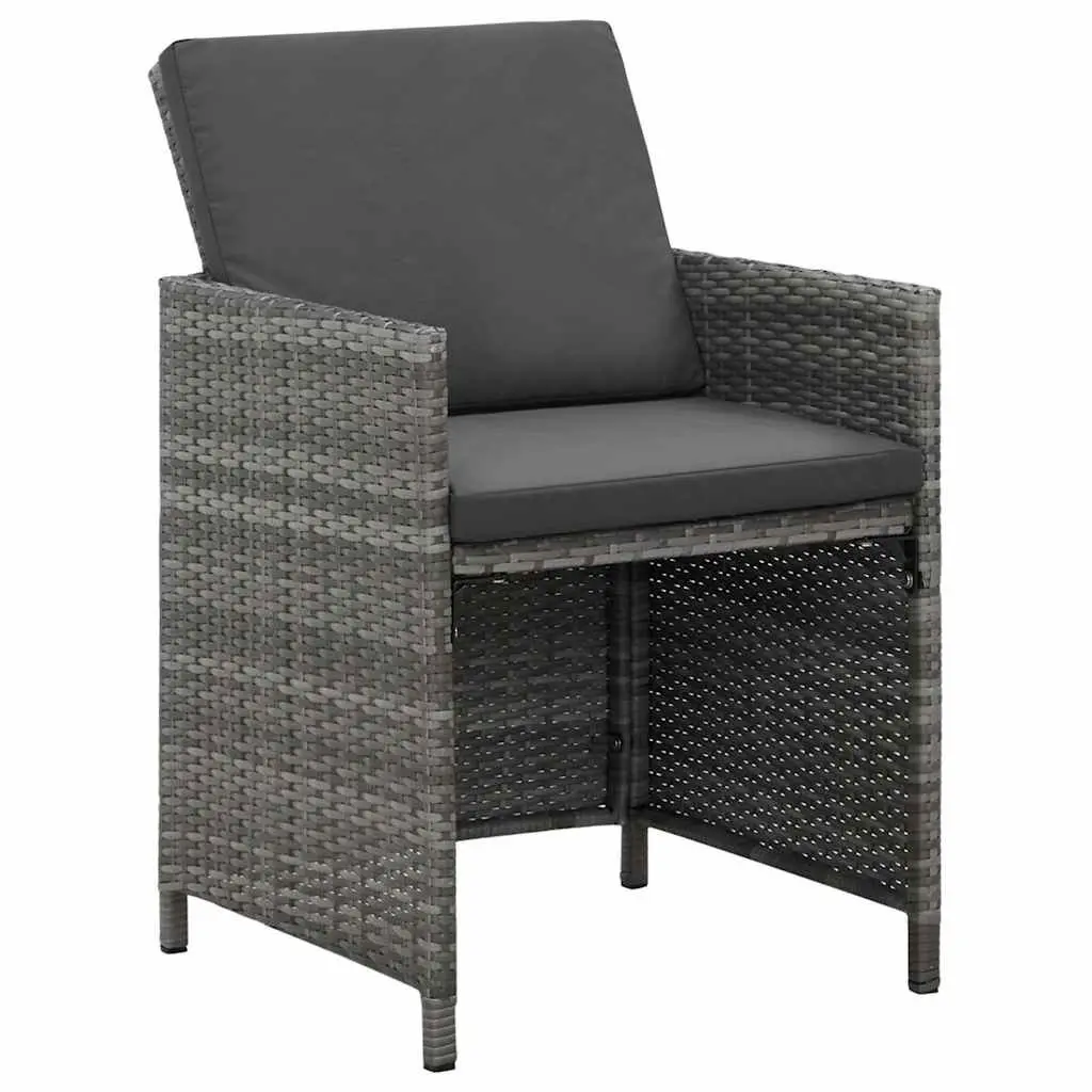 Garden Dining Set 9 Piece Outdoor Furniture Poly Rattan Grey with Cushions
