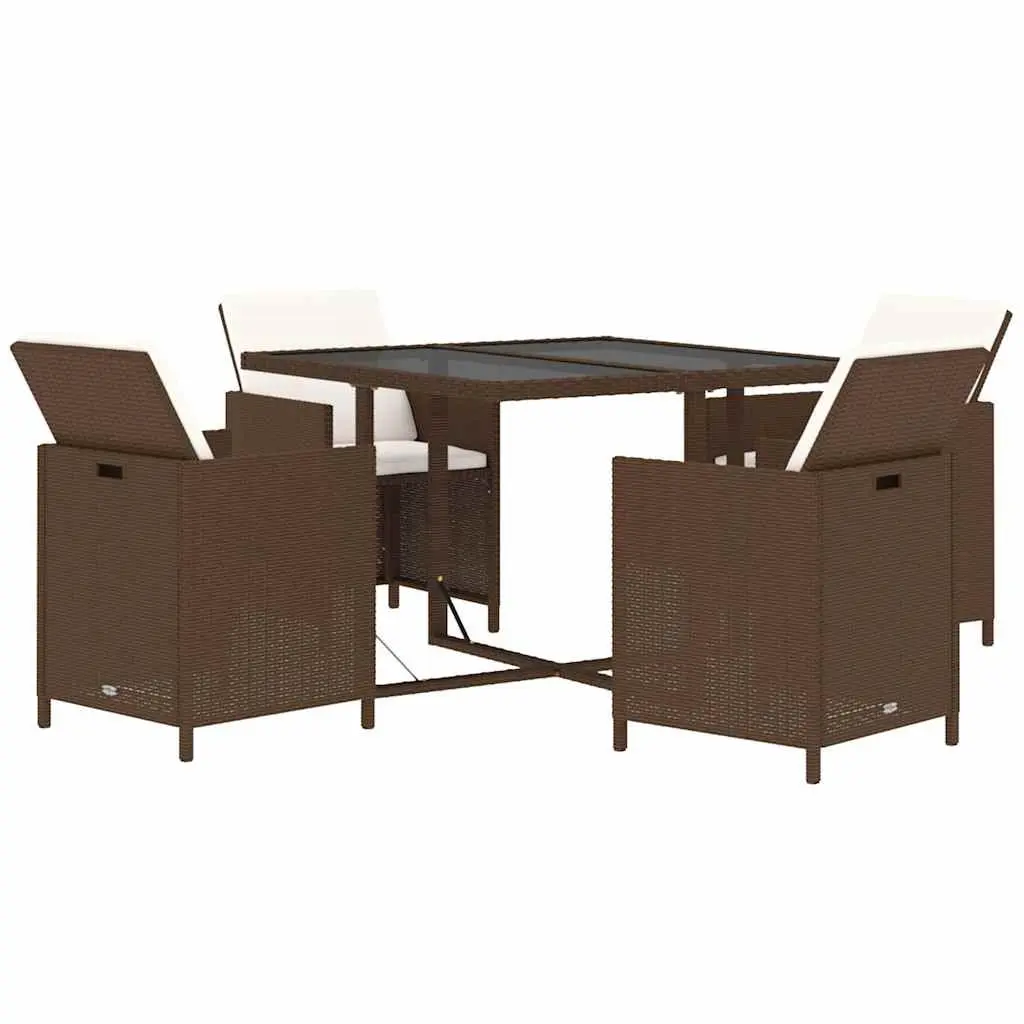 Outdoor Patio Furniture Set 5 Piece Brown PE Rattan with Cushions Garden Dining Set