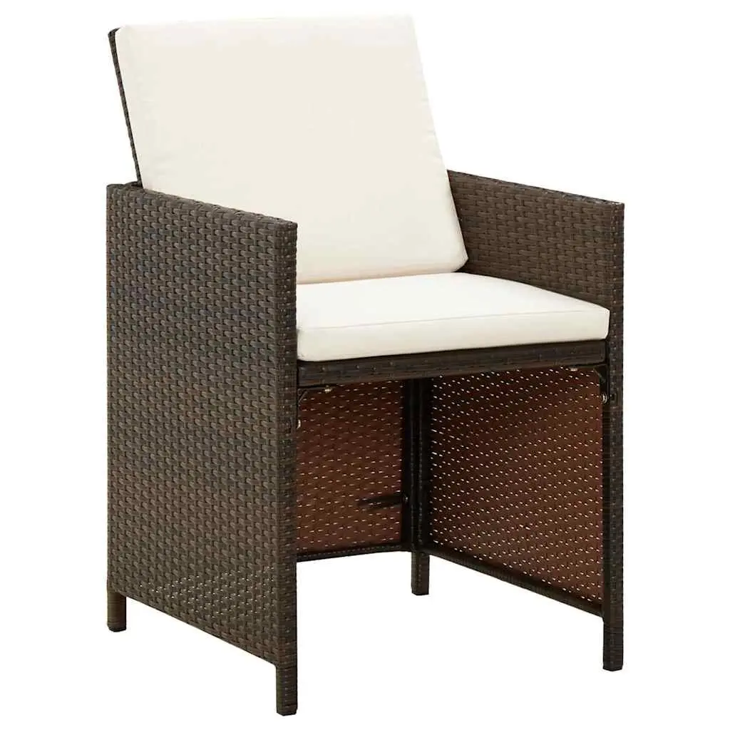Outdoor Patio Furniture Set 5 Piece Brown PE Rattan with Cushions Garden Dining Set