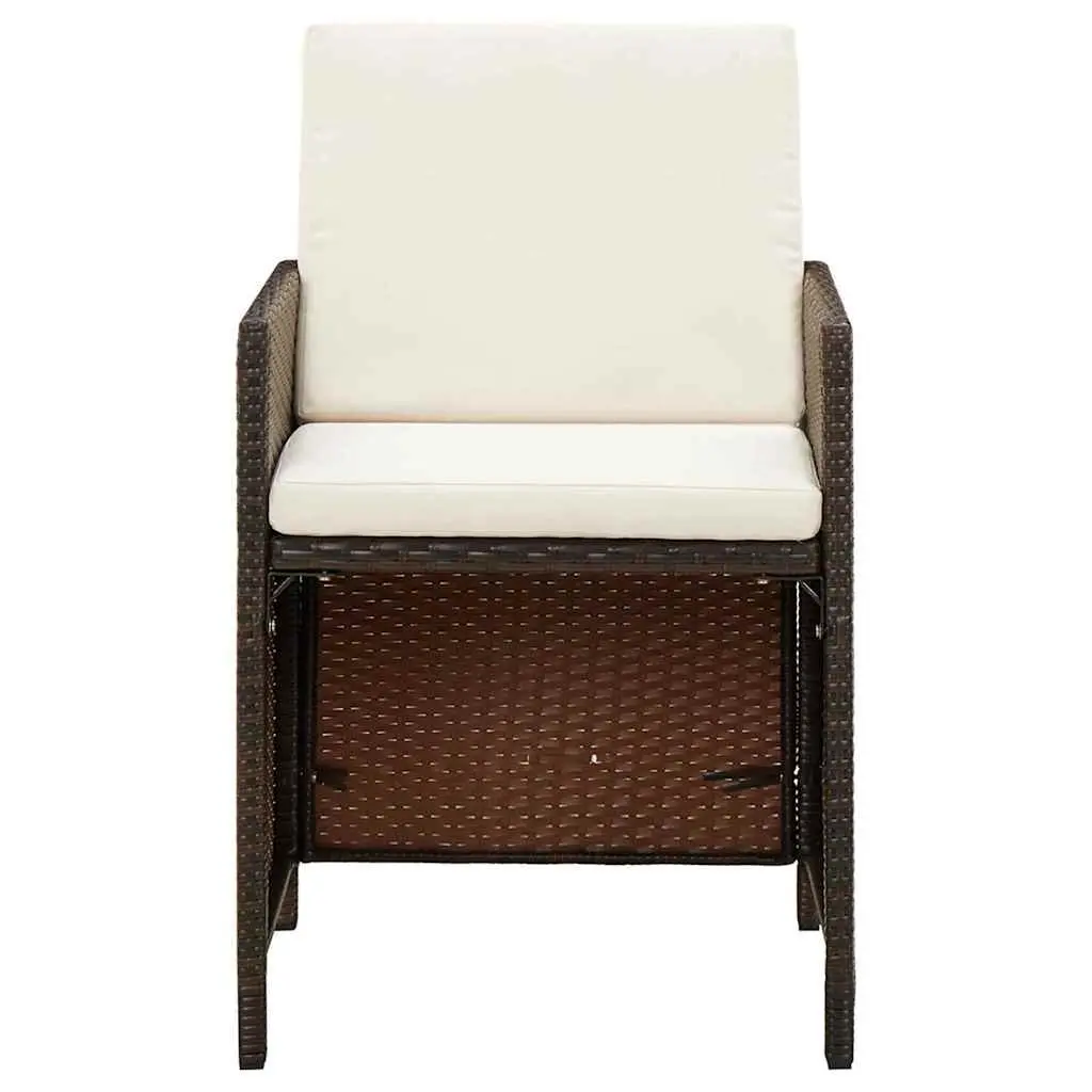 Outdoor Patio Furniture Set 5 Piece Brown PE Rattan with Cushions Garden Dining Set
