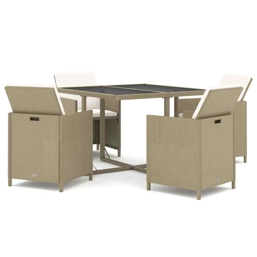 Garden Dining Set 5 Piece Outdoor Furniture PE Rattan Table Chairs Cushions