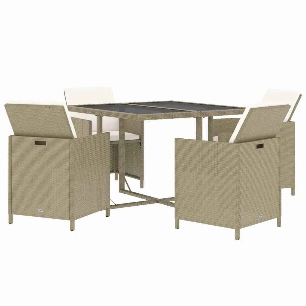 Garden Dining Set 5 Piece Outdoor Furniture PE Rattan Table Chairs Cushions
