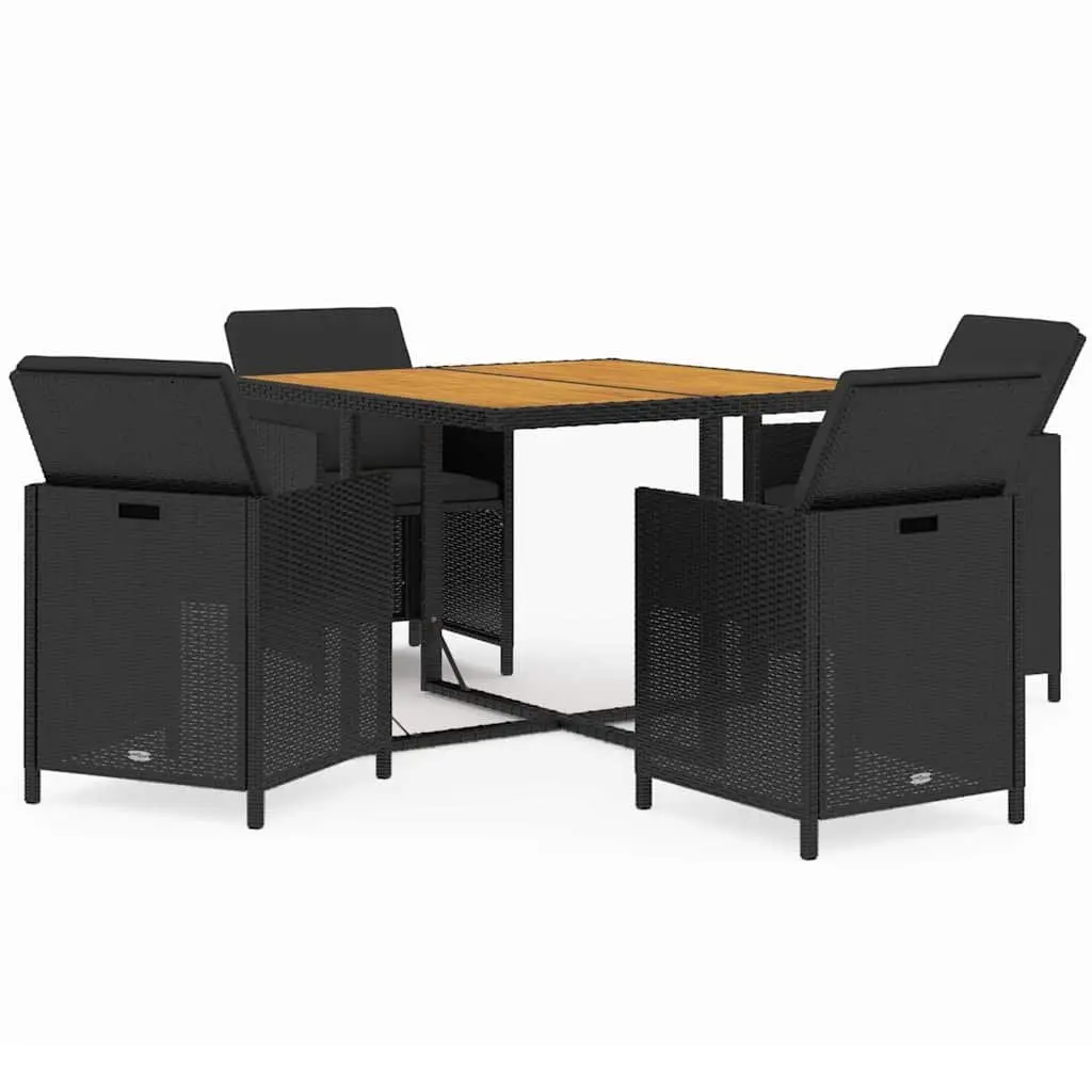 Outdoor Garden Dining Set 5 Piece Poly Rattan Patio Furniture Black with
