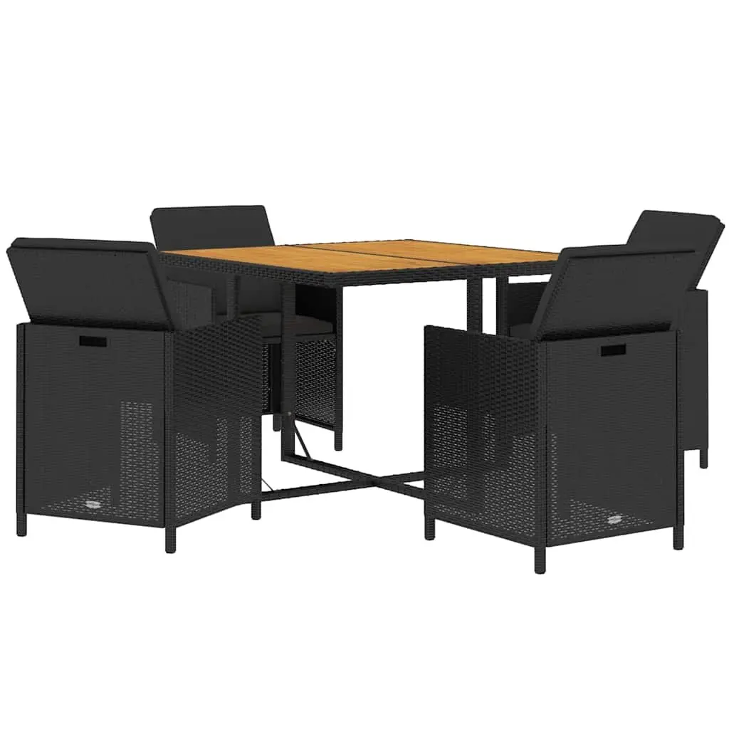 Outdoor Garden Dining Set 5 Piece Poly Rattan Patio Furniture Black with