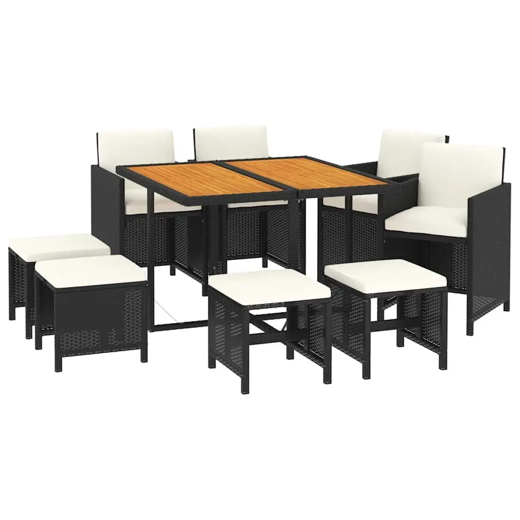 Outdoor Dining Set 9 Piece Garden Furniture Weather-resistant PE Rattan Black