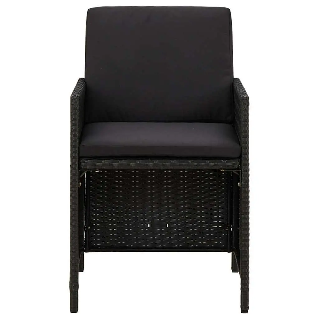 Garden Dining Set 9 Piece Outdoor Furniture Weather-Resistant PE Rattan Black