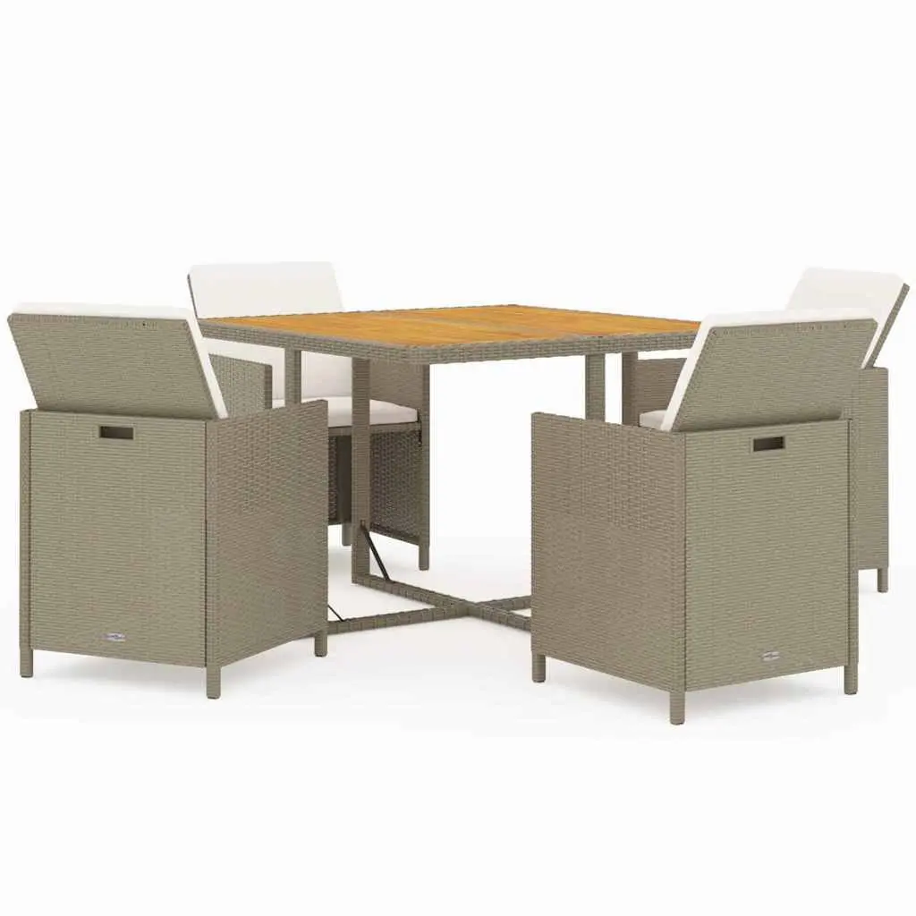 Garden Dining Set 5 Piece Outdoor Furniture Weather-Resistant PE Rattan Beige