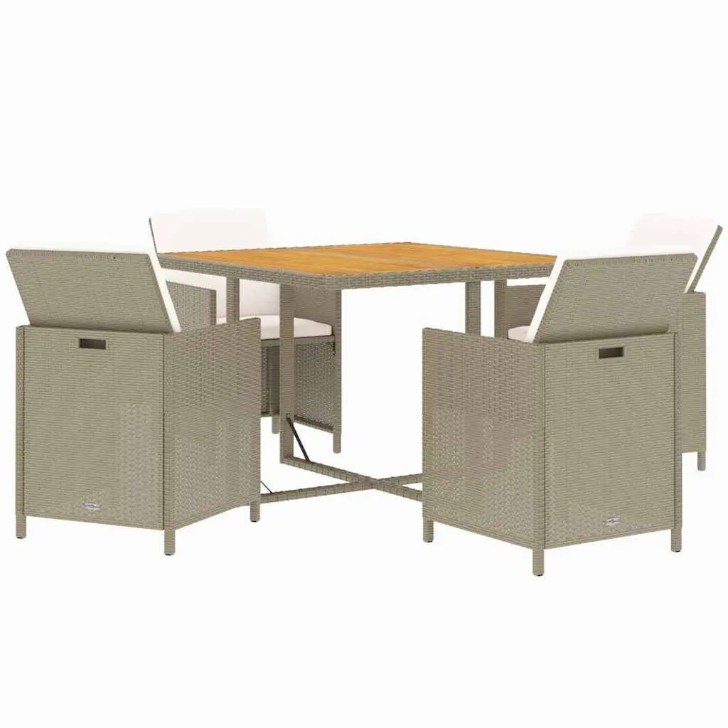 Garden Dining Set 5 Piece Outdoor Furniture Weather-Resistant PE Rattan Beige