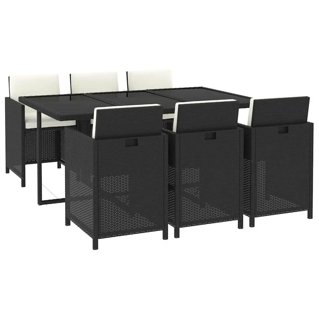7 Piece Garden Dining Set Weather-resistant Poly Rattan Outdoor Patio Furniture with Cushions