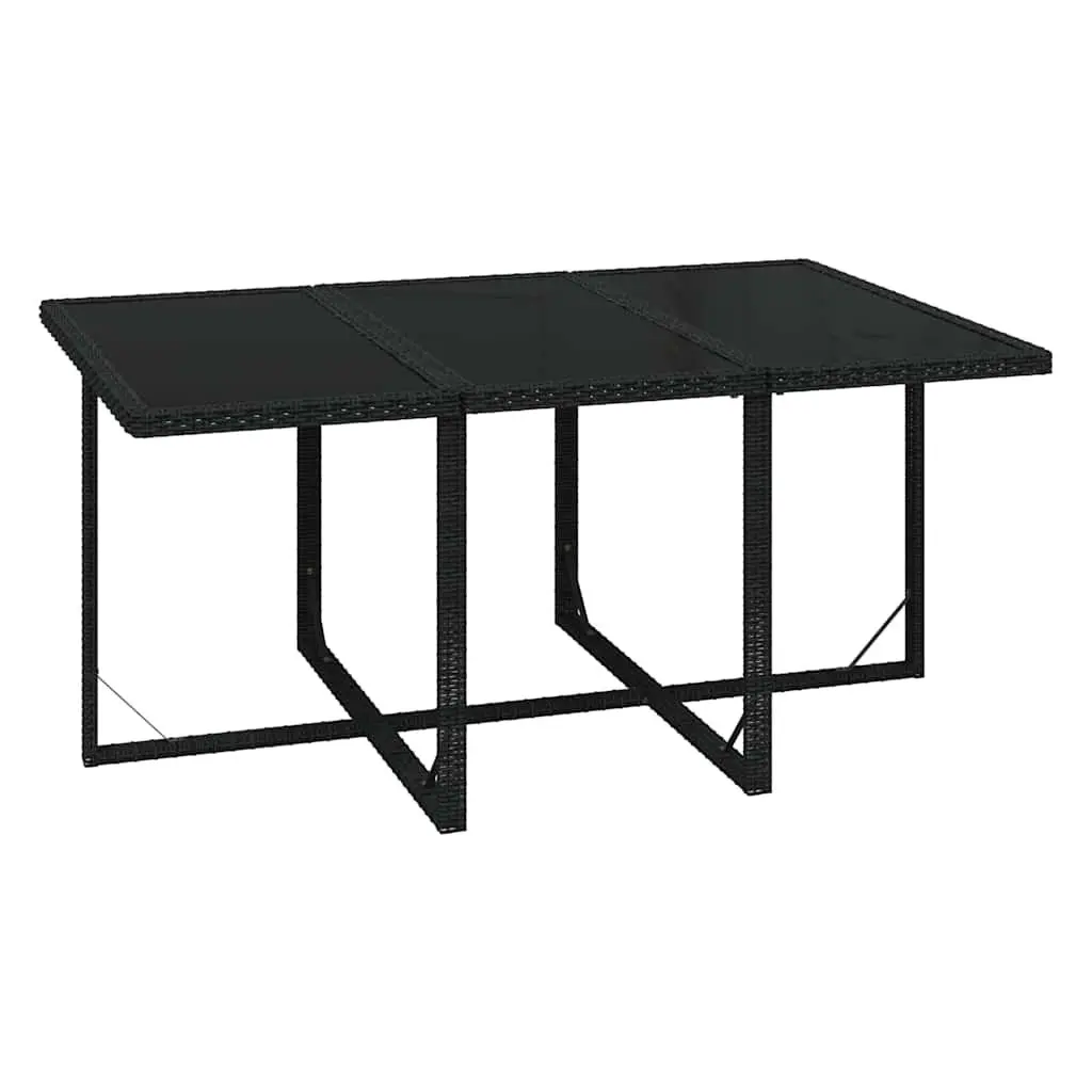 7 Piece Outdoor Garden Dining Set Weather Resistant PE Rattan Chairs Table with Cushions Black