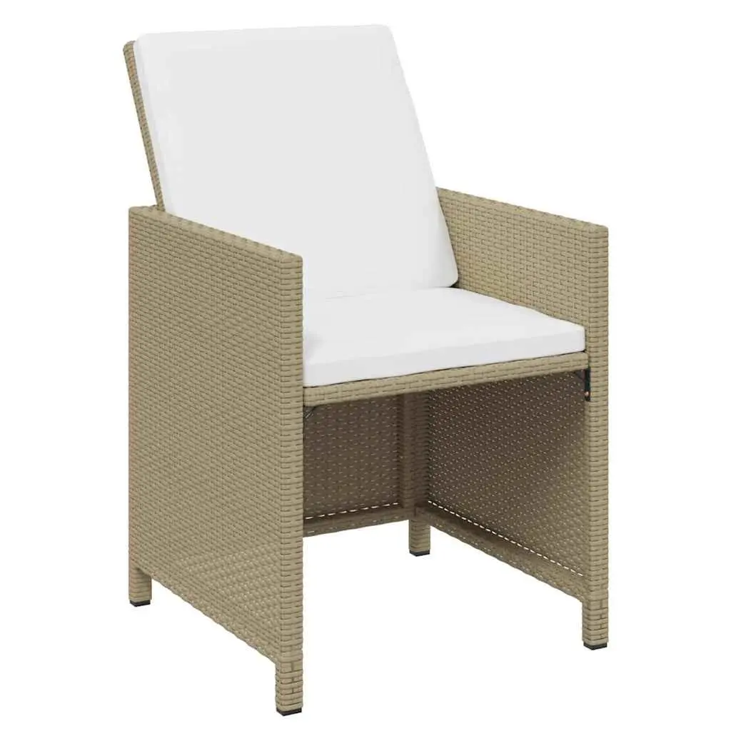 7 Piece Beige Outdoor Garden Dining Set Weather Resistant PE Rattan Furniture