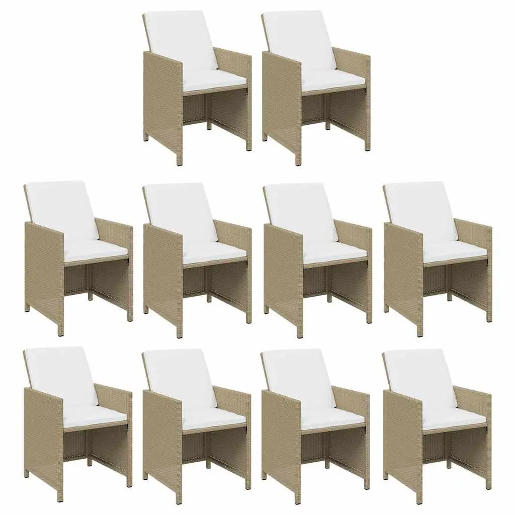 Outdoor Furniture Set 11 Piece Weather-resistant PE Rattan Patio Table Chairs Beige