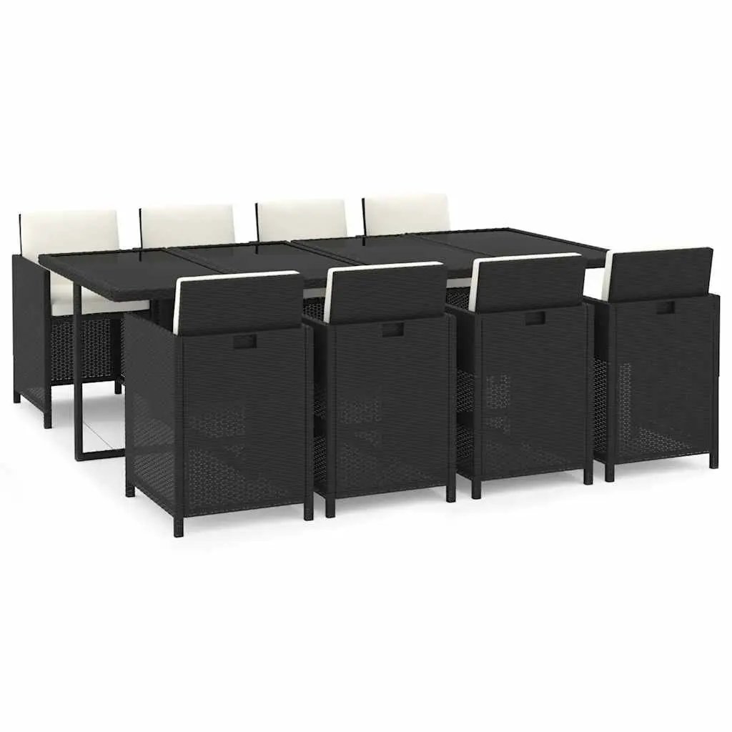 Outdoor Garden Dining Set 9 Piece Weather Resistant Poly Rattan Black Patio Furniture