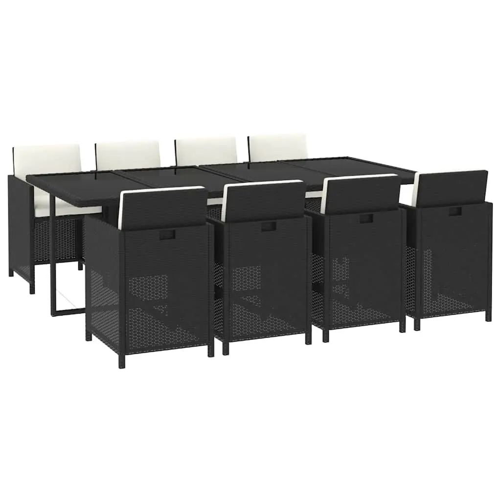 Outdoor Garden Dining Set 9 Piece Weather Resistant Poly Rattan Black Patio Furniture
