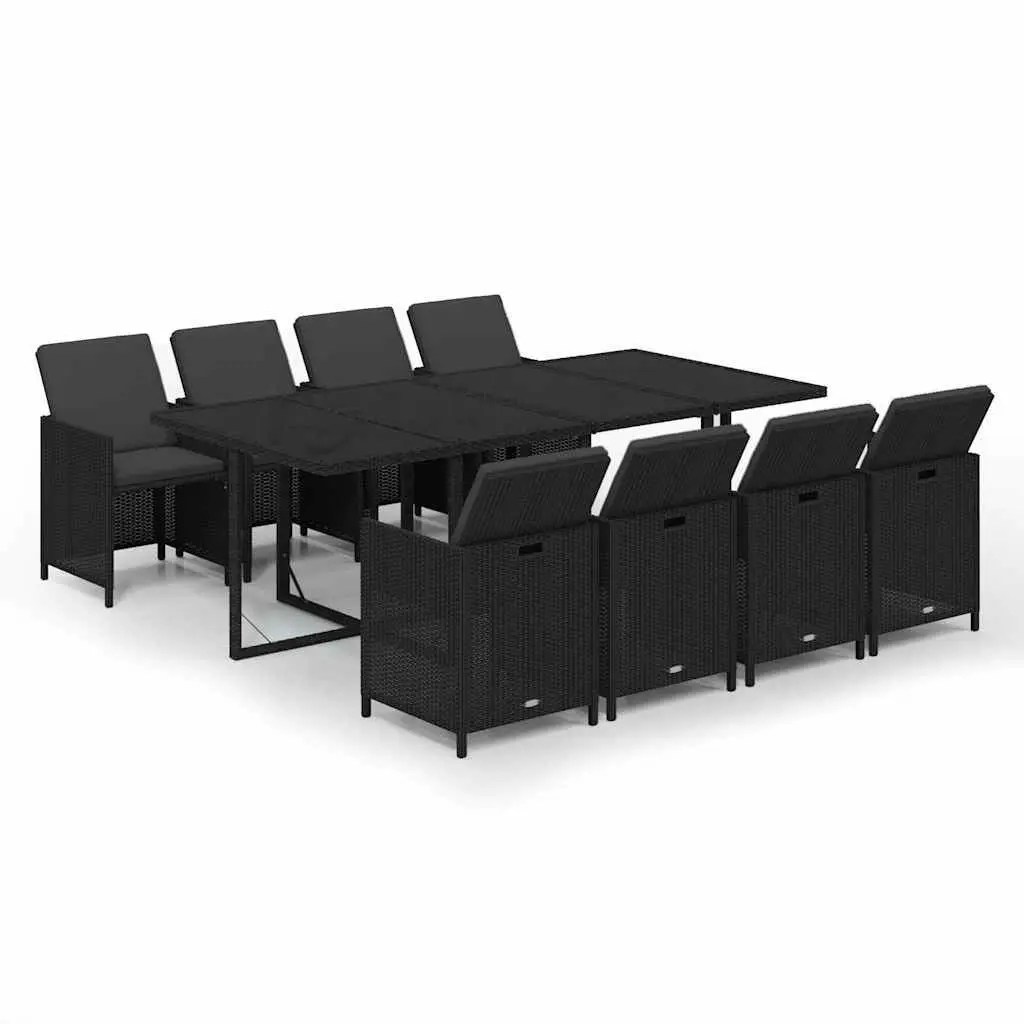 9PieceOutdoorDiningSetContemporaryDesignPErattanBlackCushions