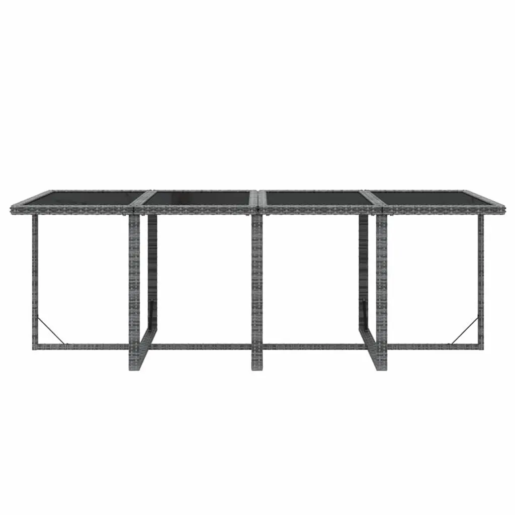 Outdoor Furniture Set 9 Piece Grey PE Rattan Dining Collection with Cushions for Patio and Garden