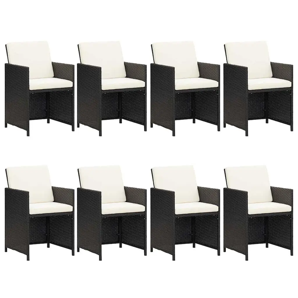 Outdoor Dining Set 9 Piece Black Cushioned PE Rattan Furniture Garden Patio