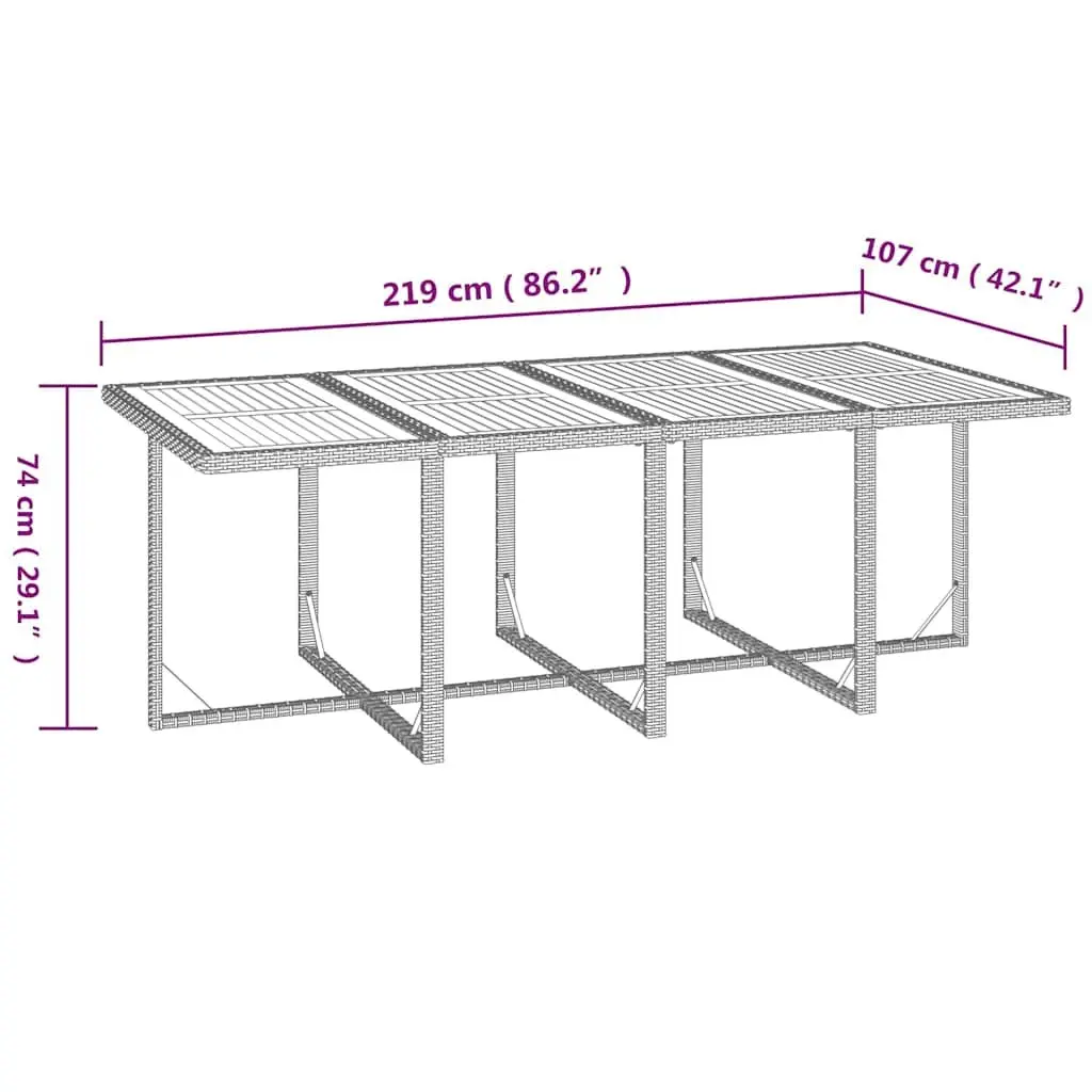 Outdoor Dining Set 9 Piece Black Cushioned PE Rattan Furniture Garden Patio