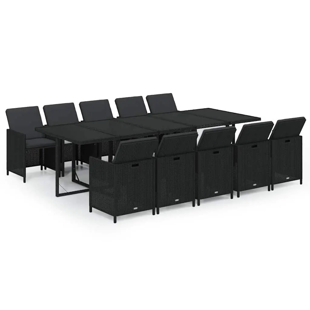 Garden Dining Set 11 Piece Outdoor Furniture Weather-resistant PE Rattan Black