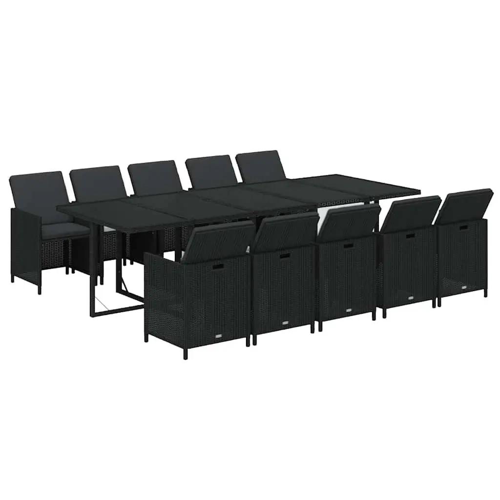 Garden Dining Set 11 Piece Outdoor Furniture Weather-resistant PE Rattan Black