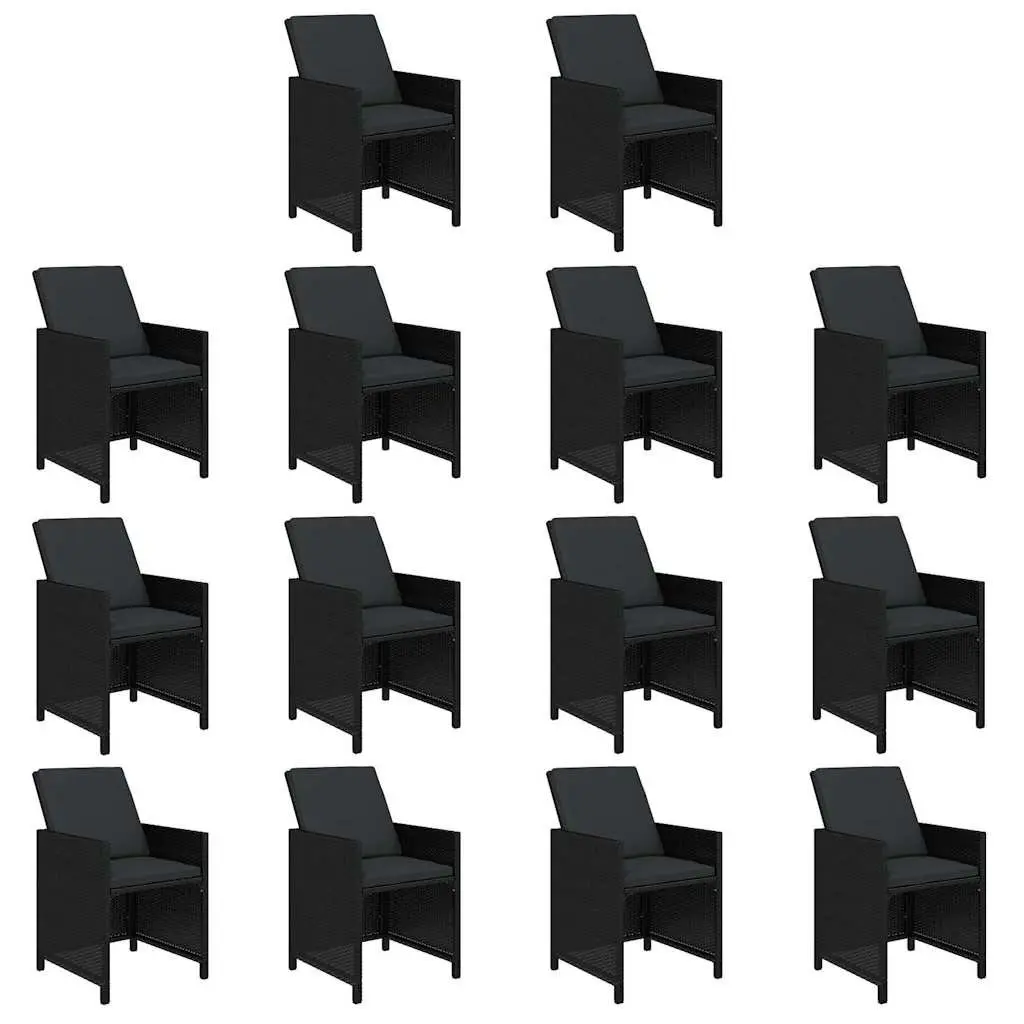 Garden Dining Set 15 Piece Weatherproof Poly Rattan Black Outdoor Furniture