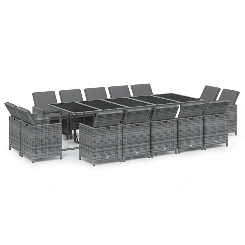 Garden Dining Set 15 Piece Outdoor Furniture Weather-Resistant PE Rattan Grey