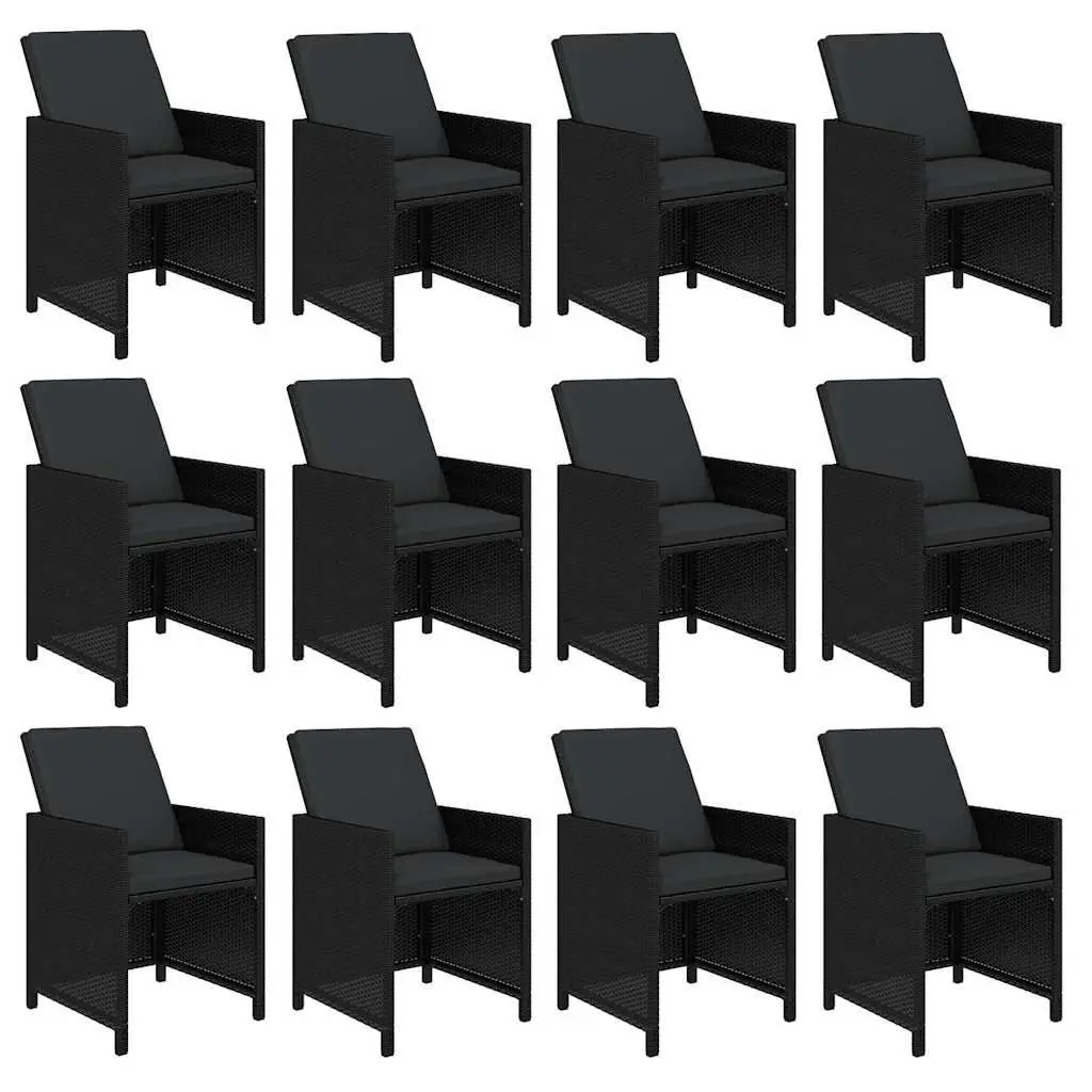Poly Rattan Garden Dining Set 13 Piece Black Outdoor Furniture with Cushions