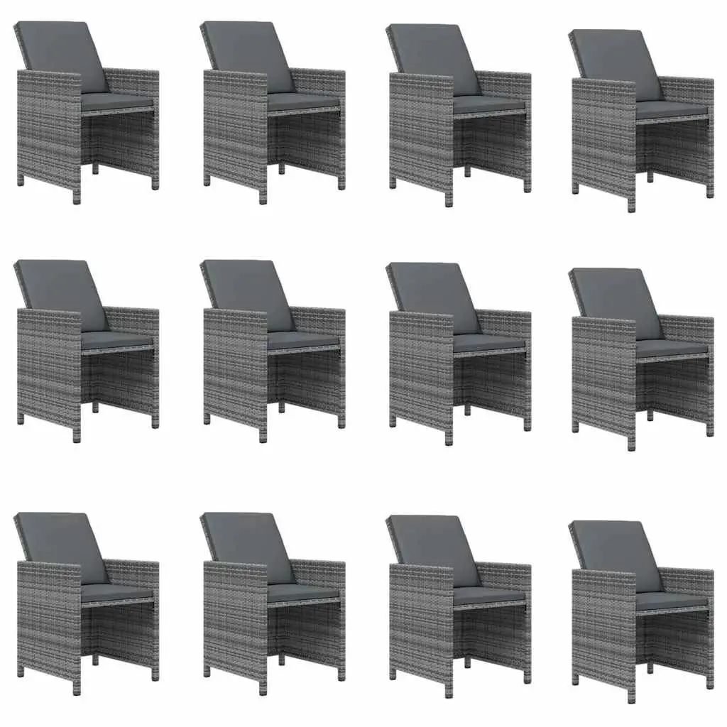 Poly Rattan Garden Dining Set Weather Resistant 13 Pieces Grey
