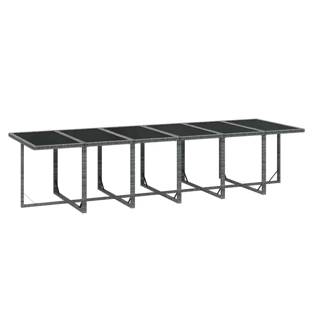 Outdoor Furniture Set 17 Piece Grey Poly Rattan Dining with Cushions