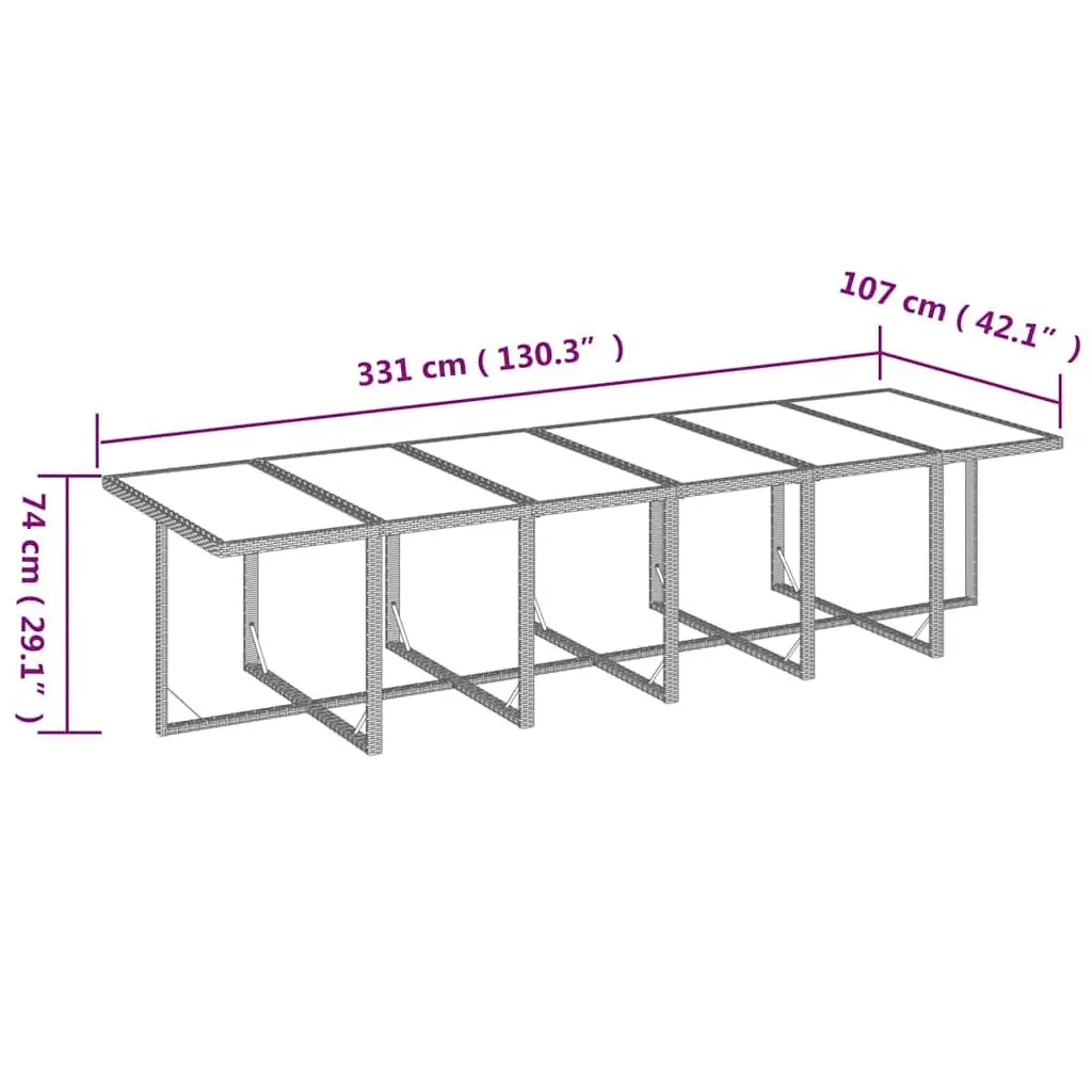 Outdoor Furniture Set 17 Piece Grey Poly Rattan Dining with Cushions