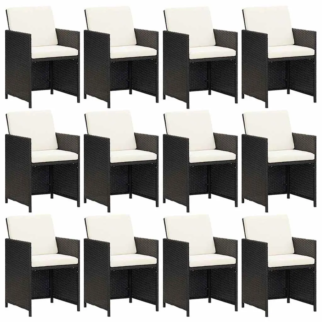 Garden Dining Set 13 Piece Outdoor Furniture Poly Rattan Black Chairs Table