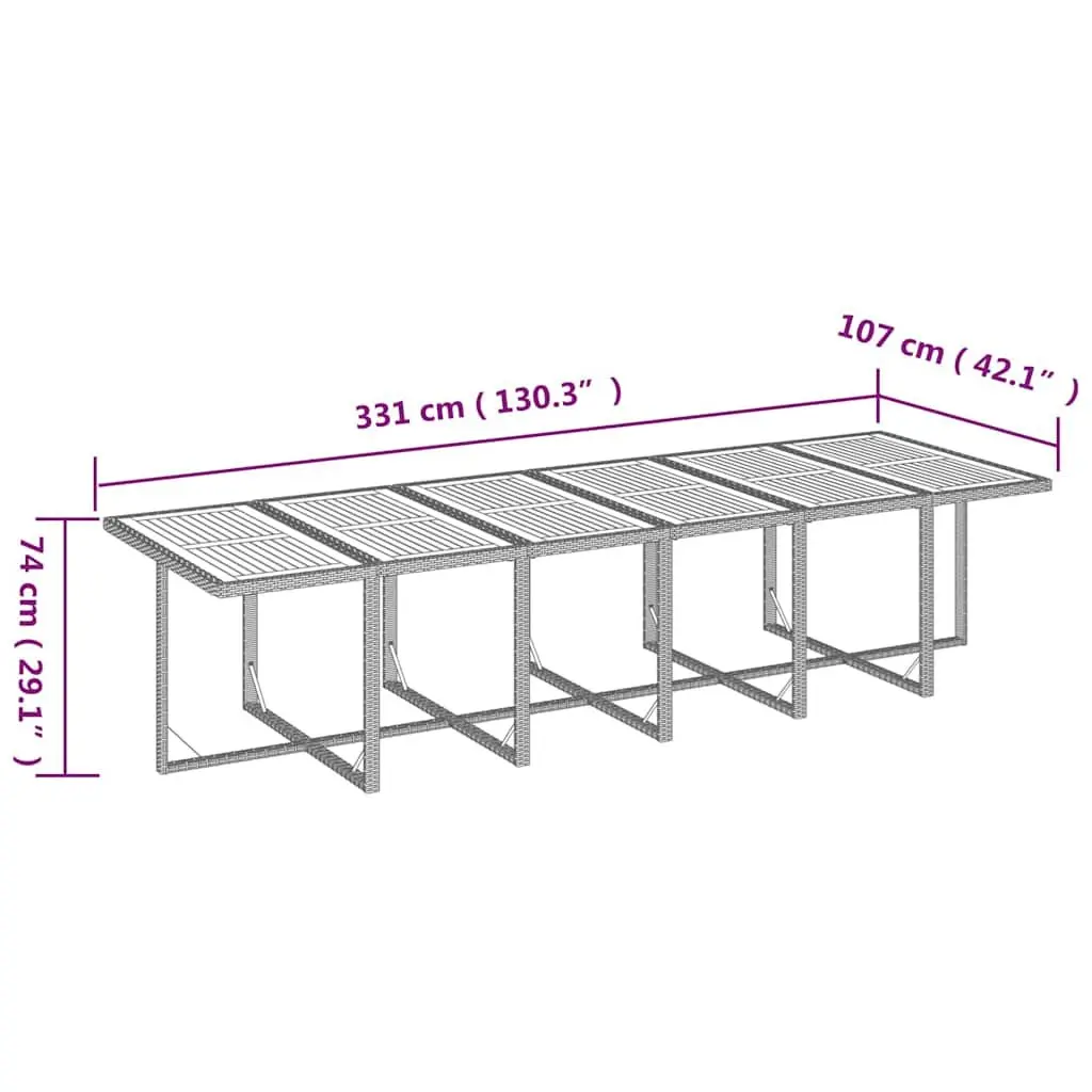 Garden Dining Set 17 Piece Weather Resistant Poly Rattan Outdoor Furniture with Cushions Black