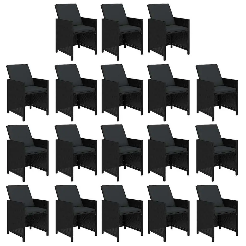 19 Piece Outdoor Dining Set with Black Cushions Durable Poly Rattan and Steel Construction for Garden and Patio Use