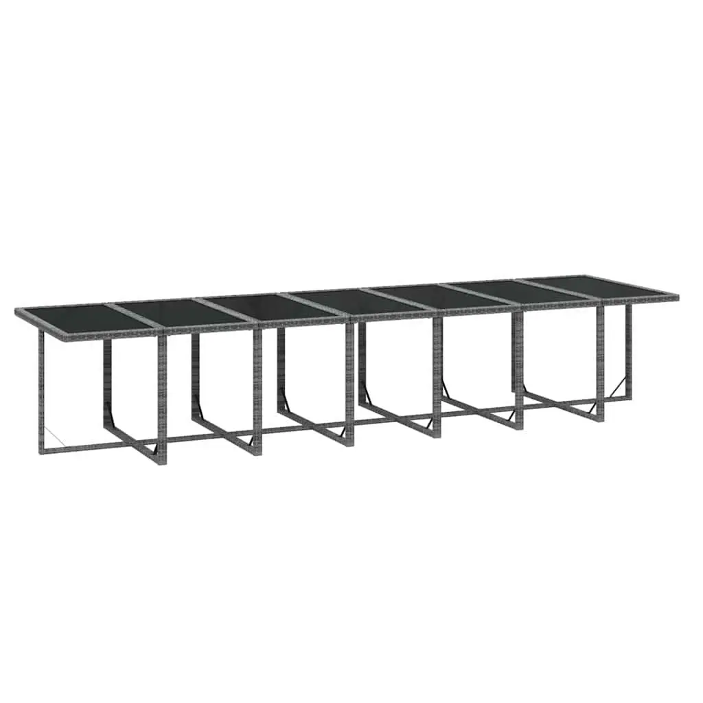 Outdoor Furniture Set 15 Piece Weather Resistant Poly Rattan Dining with Cushions Grey