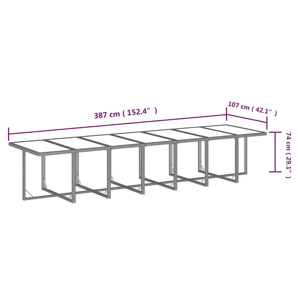 Outdoor Furniture Set 15 Piece Weather Resistant Poly Rattan Dining with Cushions Grey
